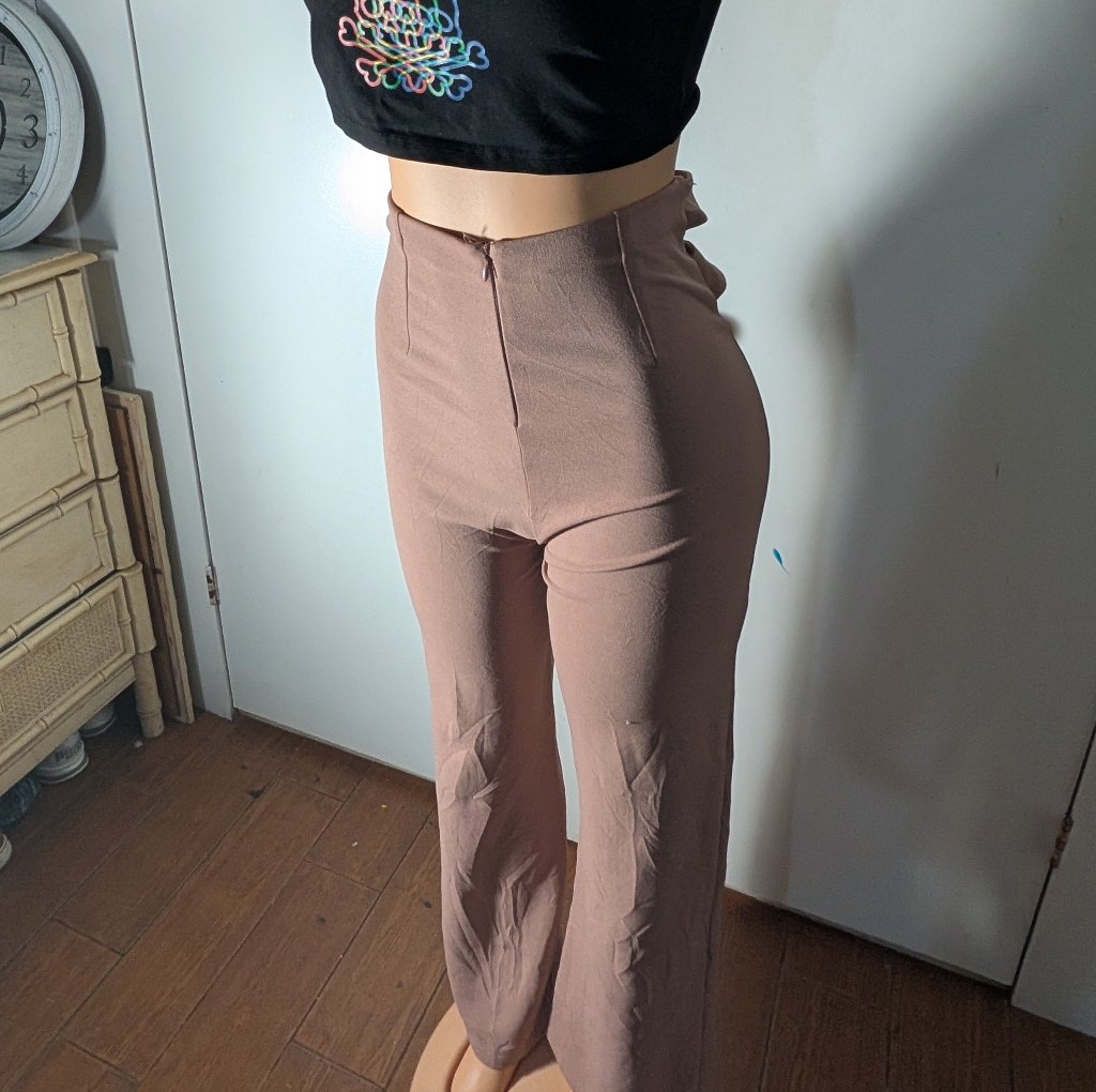 Lovesong Pink High-Waisted Flared Leg Trousers Size S